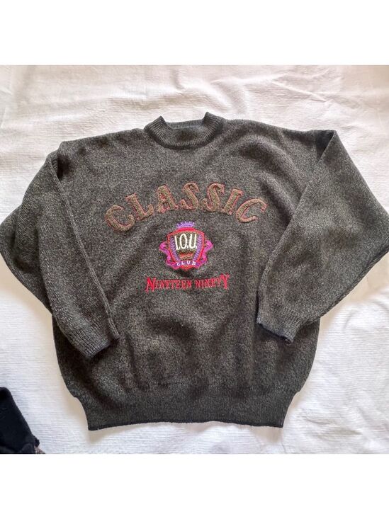 Iou Other - Vintage 1990’s IOU Classic Charcoal Crewneck Sweater Acrylic size L